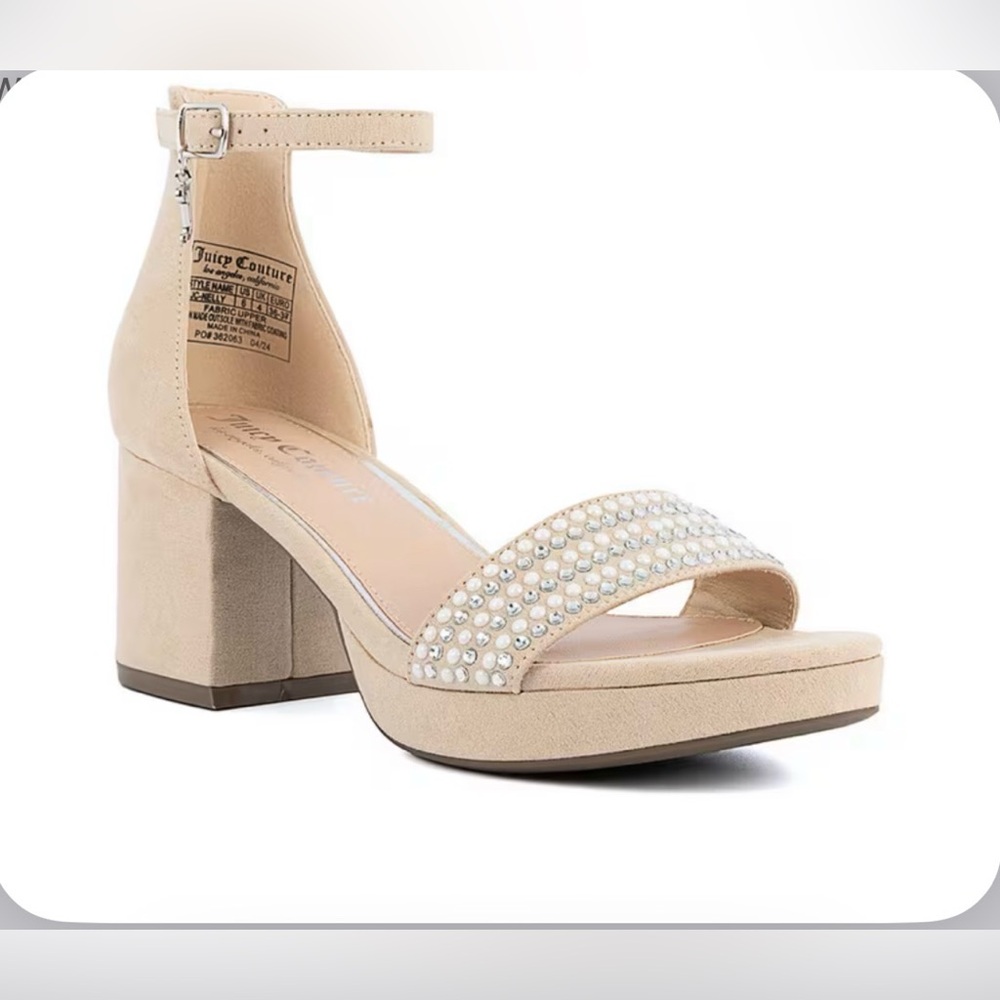 Juicy Couture Women's Nelly Rhinestone Two-Piece Platform Dress Sandals Size 10